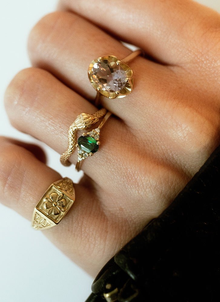 Dakota diamond tsavorite ring 14k gold - Main Image