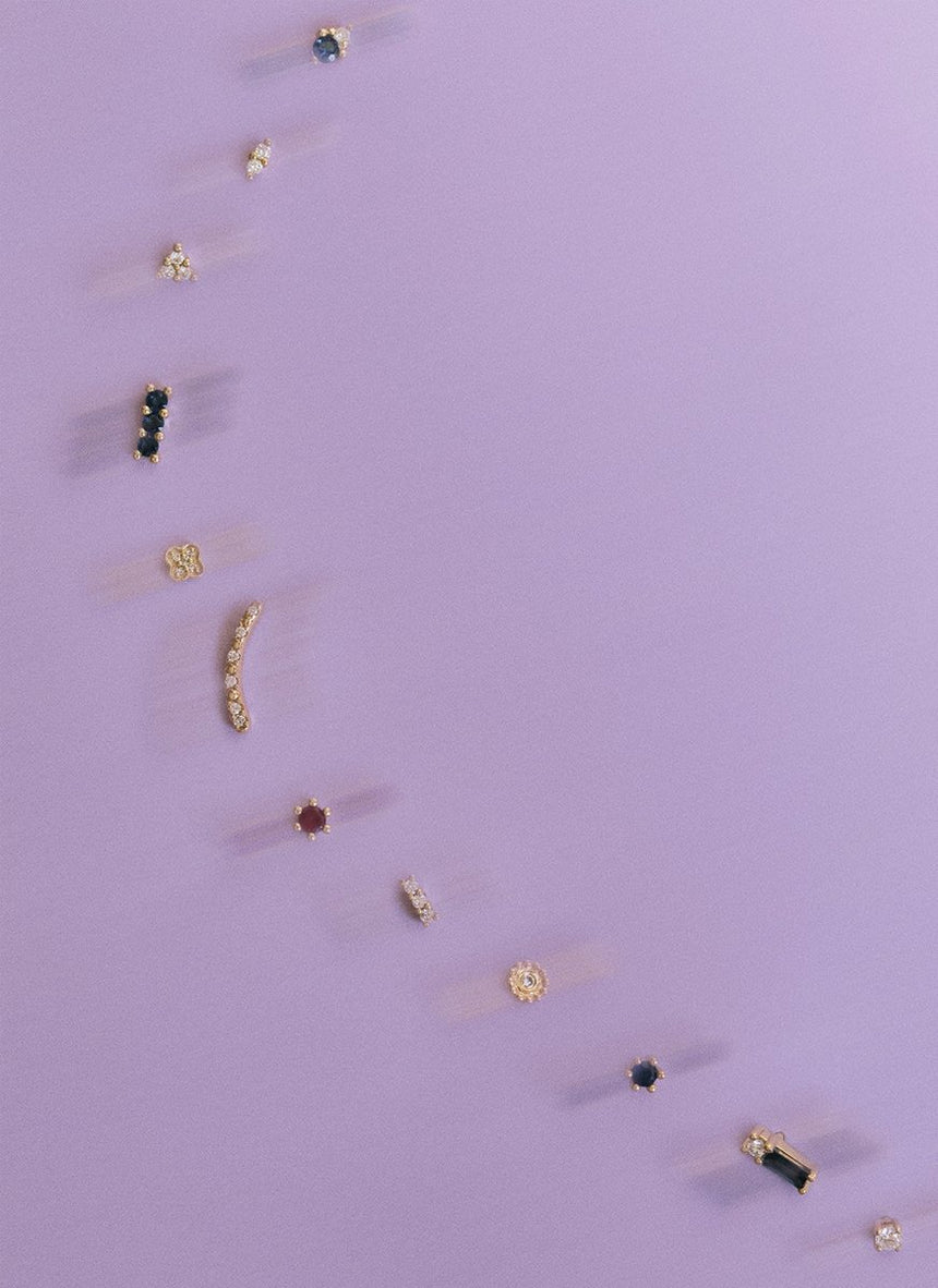 Everly diamond single earstud 14k gold - Studio Kroewe