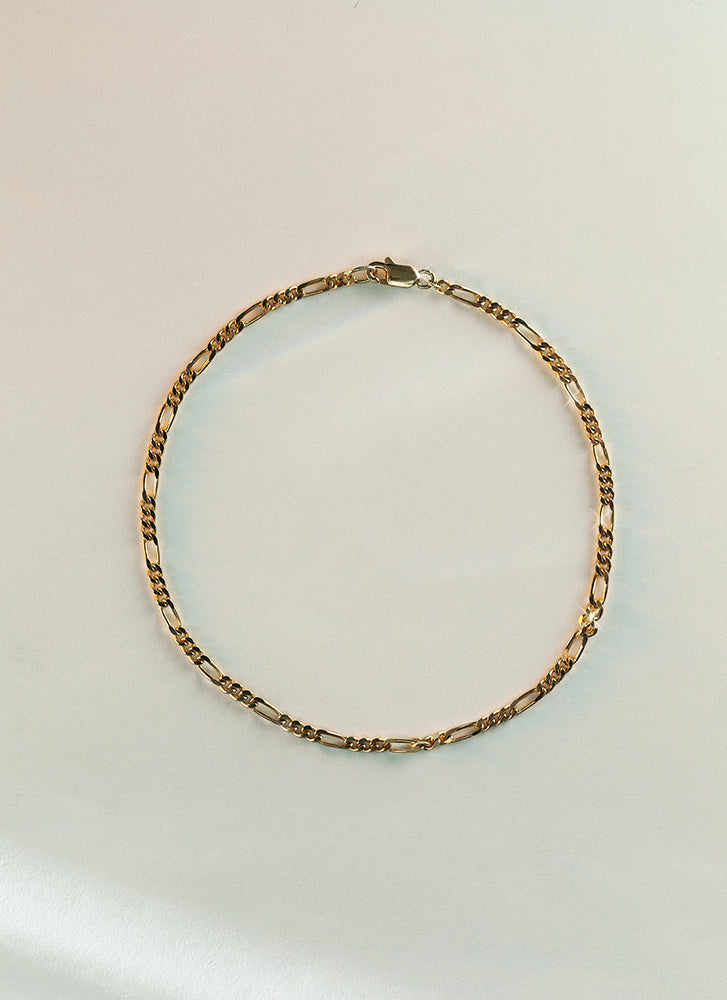 Figaro 2.7mm bracelet 14k gold