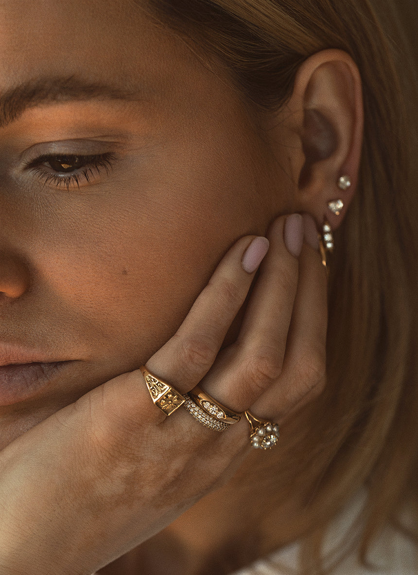 Sanny diamond ring 14k gold - Studio Kroewe