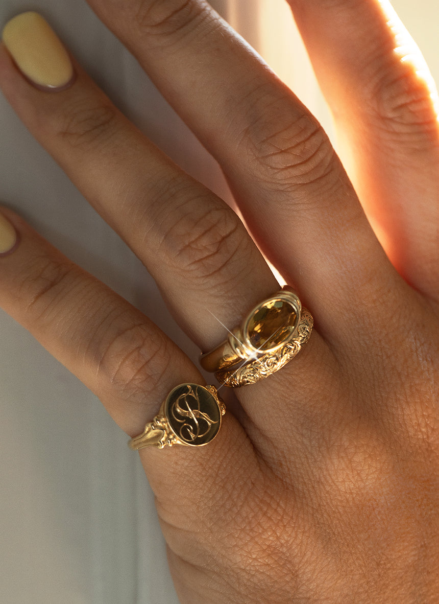Limited Edition - Frankie golden beryl ring 14k gold - Studio Kroewe