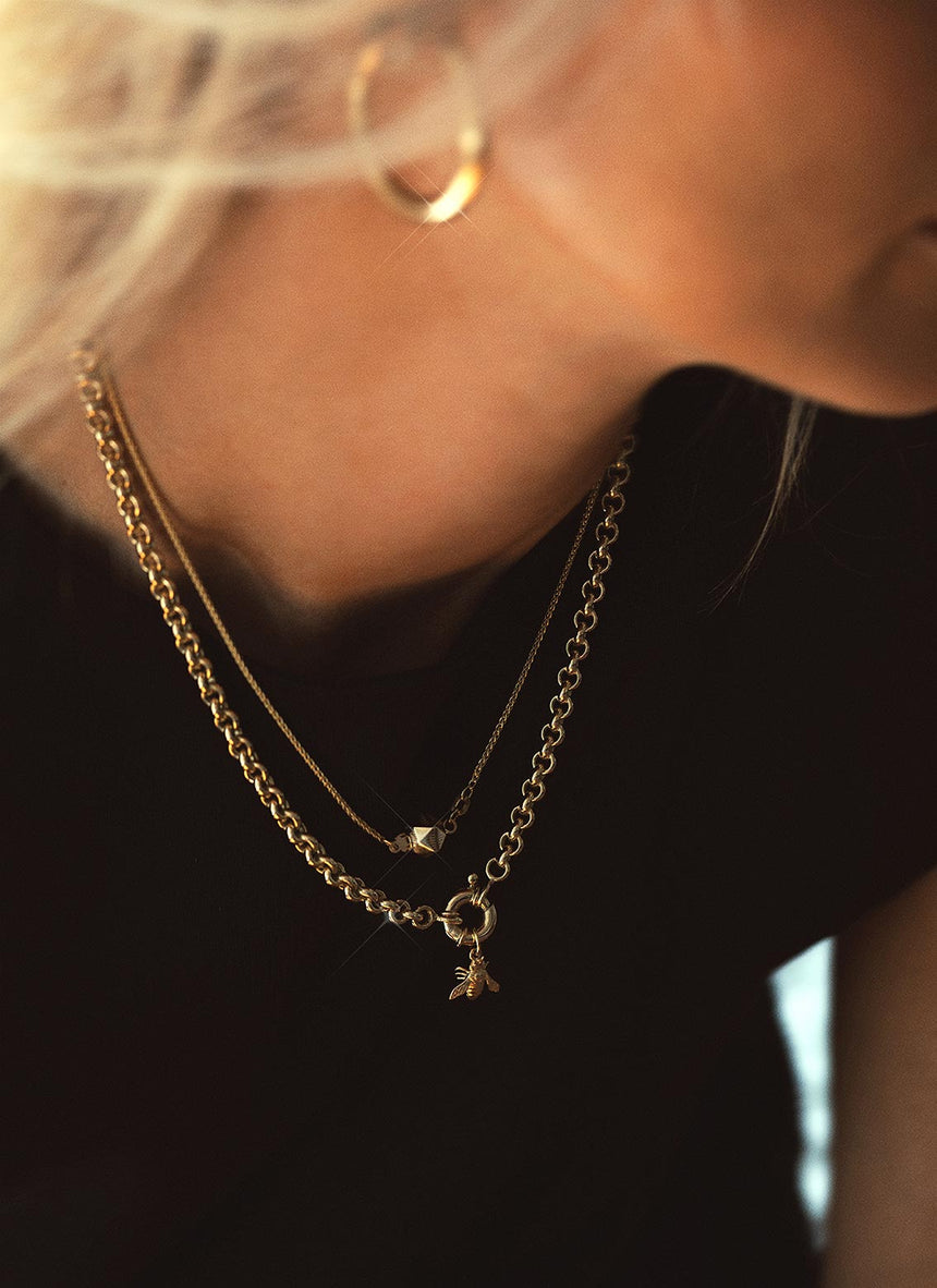 Jasseron 5mm necklace with lock 14k gold
