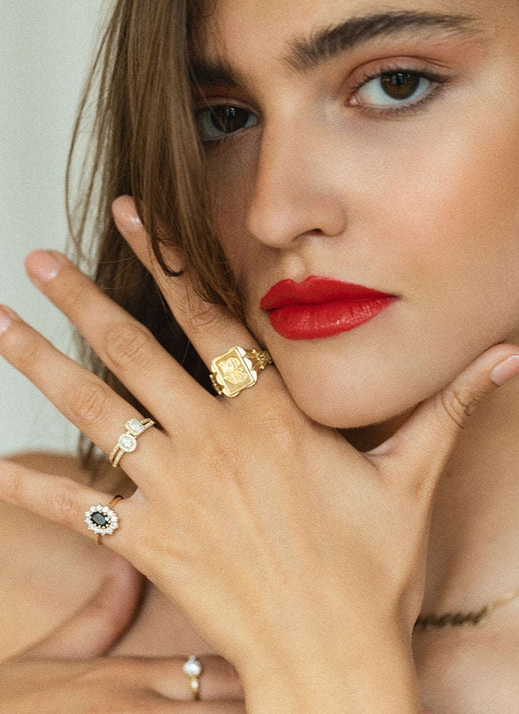 Kate diamant saffier entourage ring 14k goud