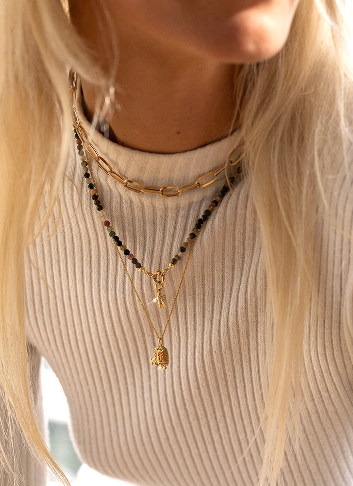 Lou diamant toermalijn hanger 14k goud