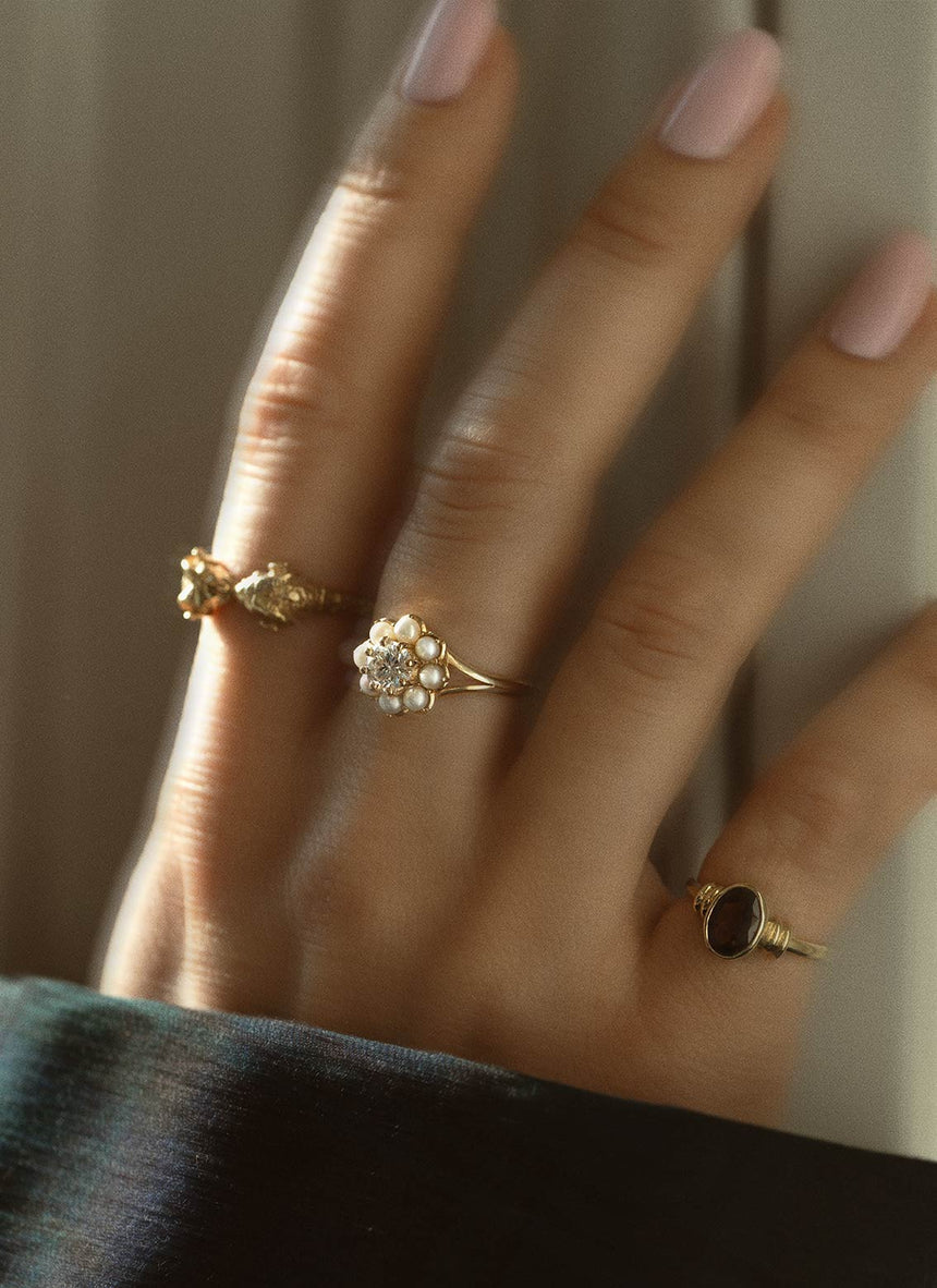 Clover emerald ring 14k gold