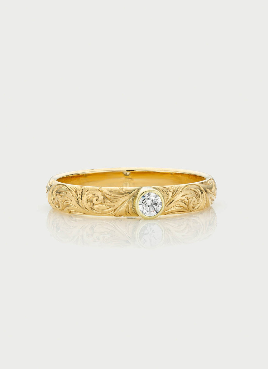 Agne diamant scroll ring 14k goud