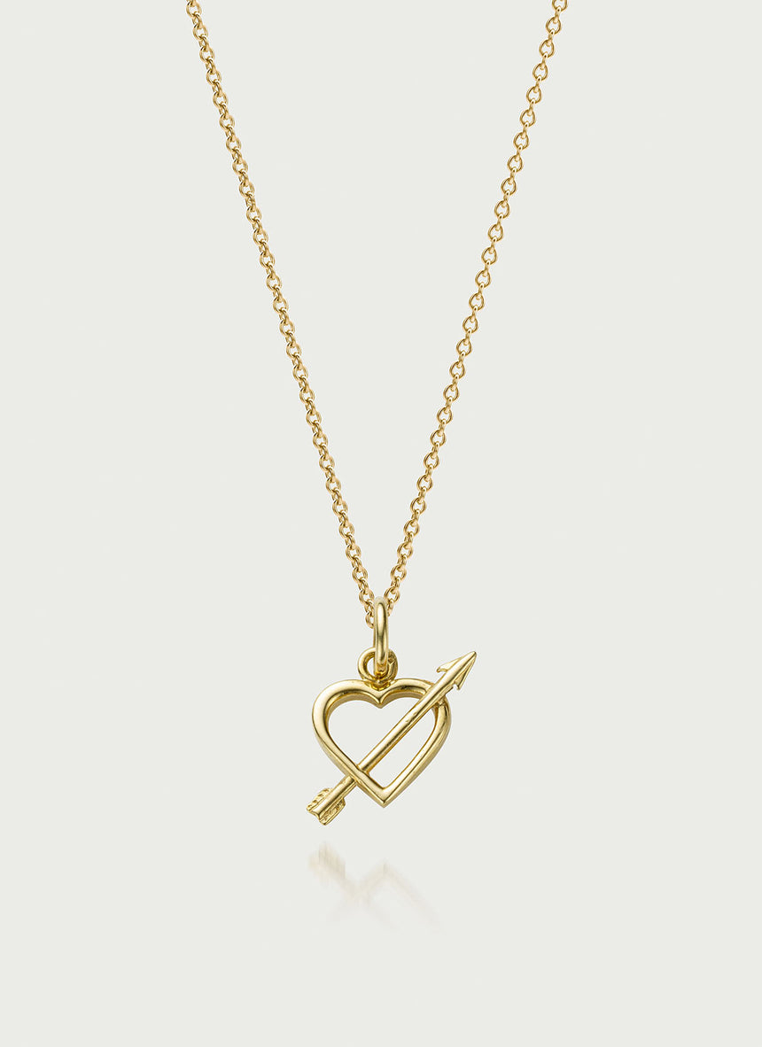 Cupid heart charm 14k gold