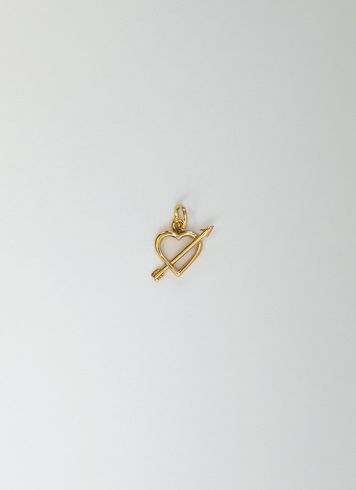 Cupid heart charm 14k gold