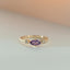 Flowery diamond amethyst ring 14k gold