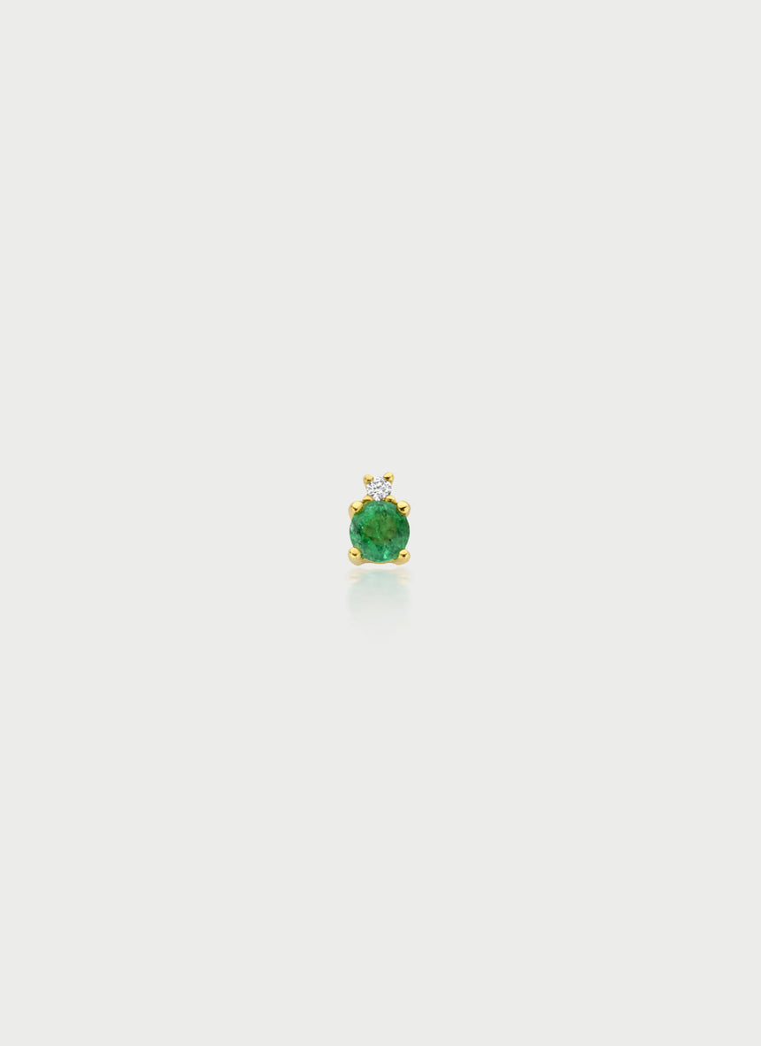 Gemma diamond emerald single earstud 14k gold