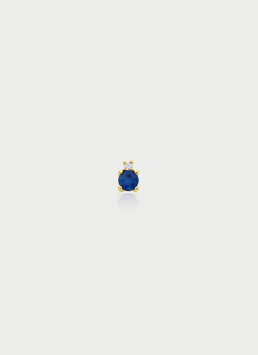 Gemma diamond sapphire single earstud 14k gold