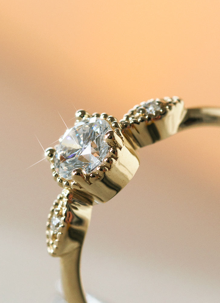 Yoki diamant rhodoliet entourage ring 14k goud