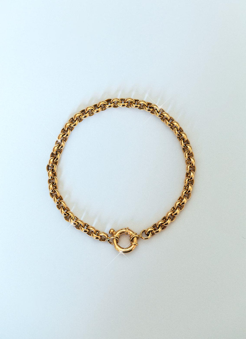 Jasseron 5mm armband met veerslot 14k goud
