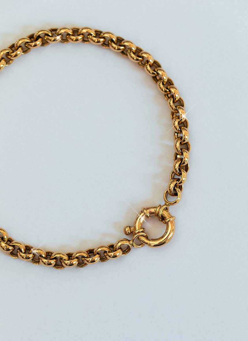Jasseron 5mm armband met veerslot 14k goud