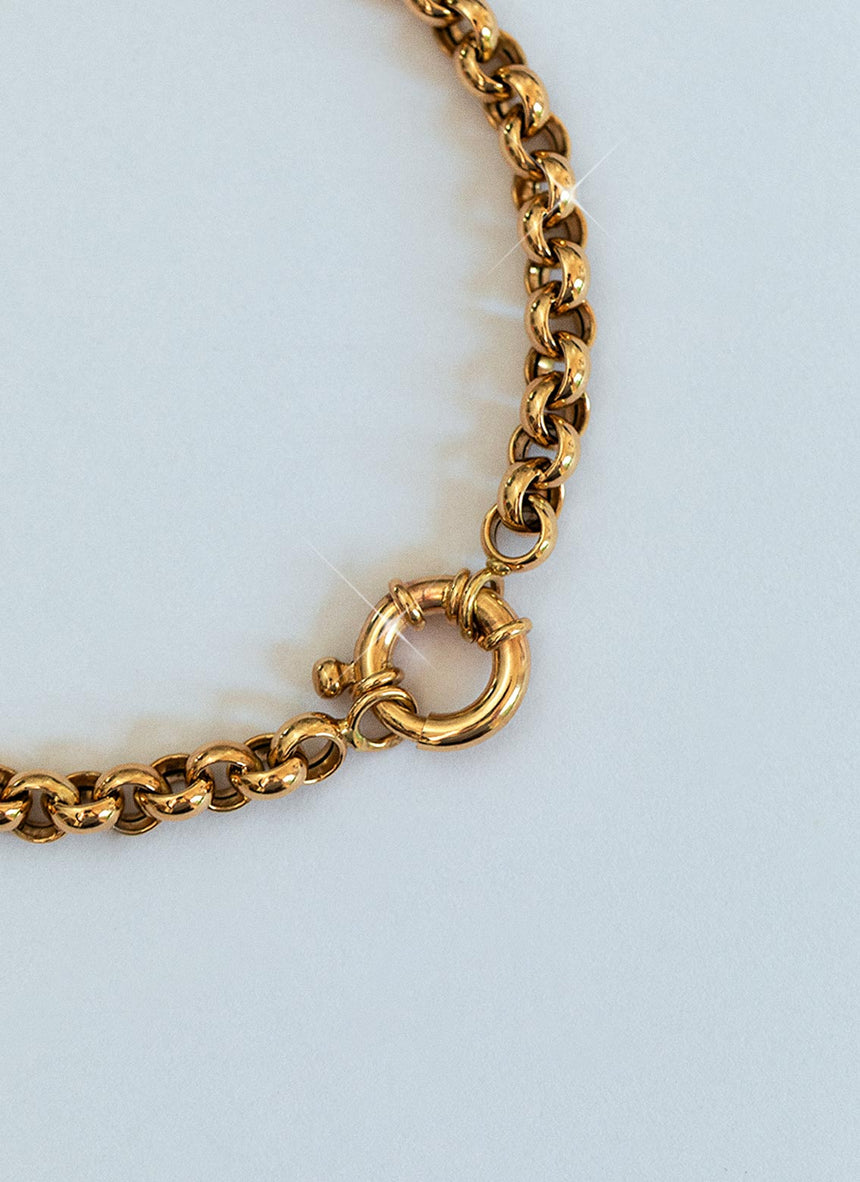 Jasseron 5mm necklace with lock 14k gold