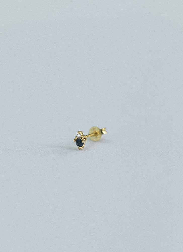 Jane diamond sapphire single earstud 14k gold