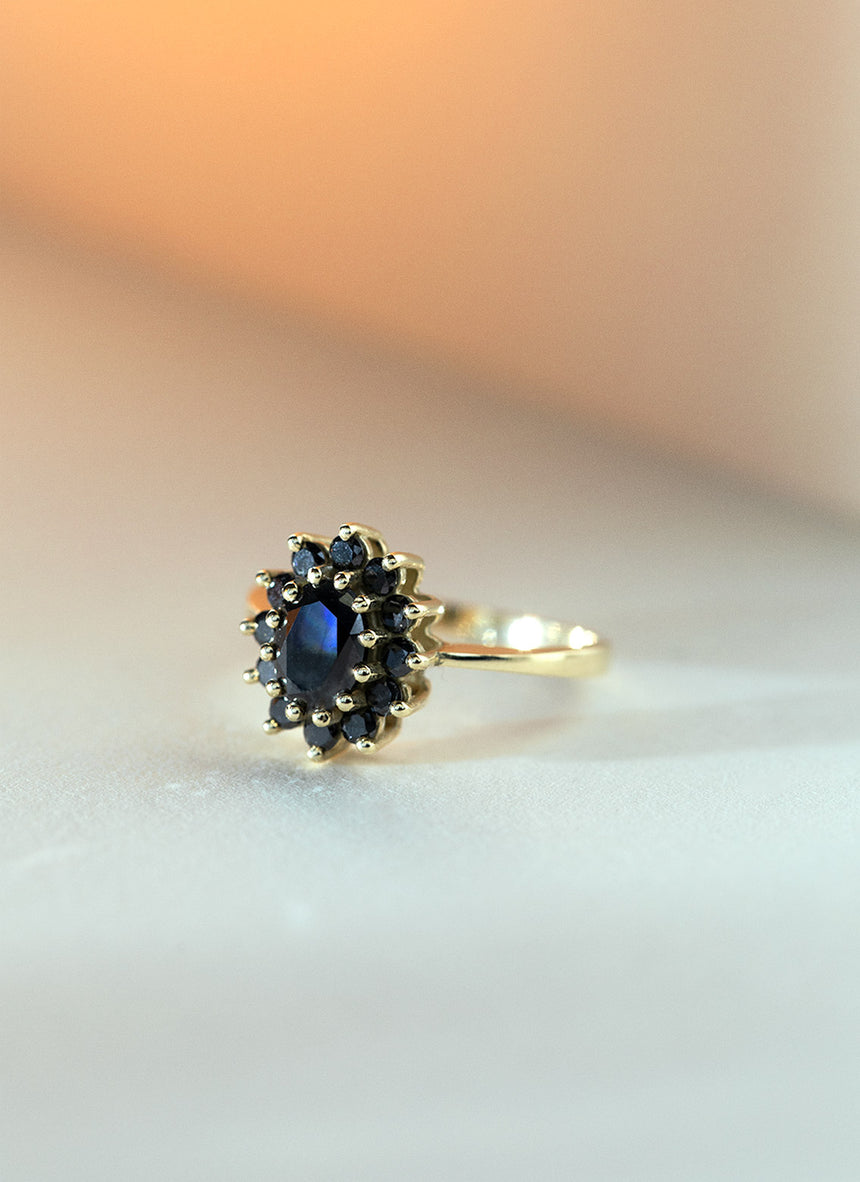 Kate black diamond entourage ring 14k gold