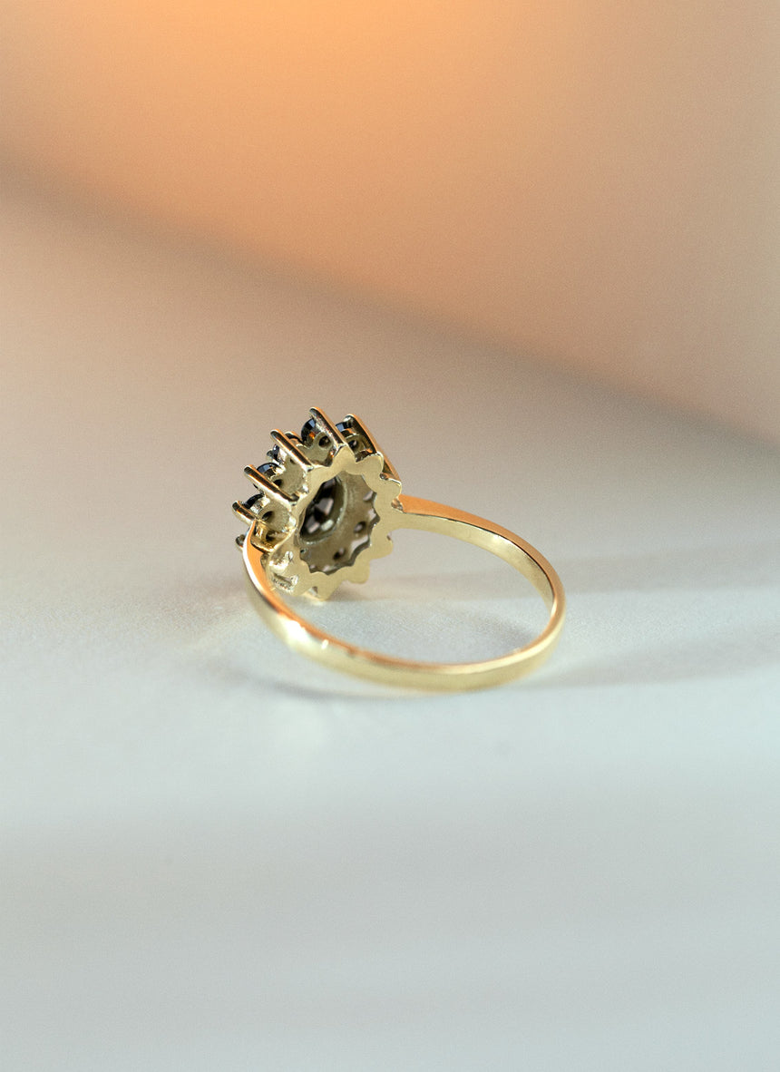Kate black diamond entourage ring 14k gold