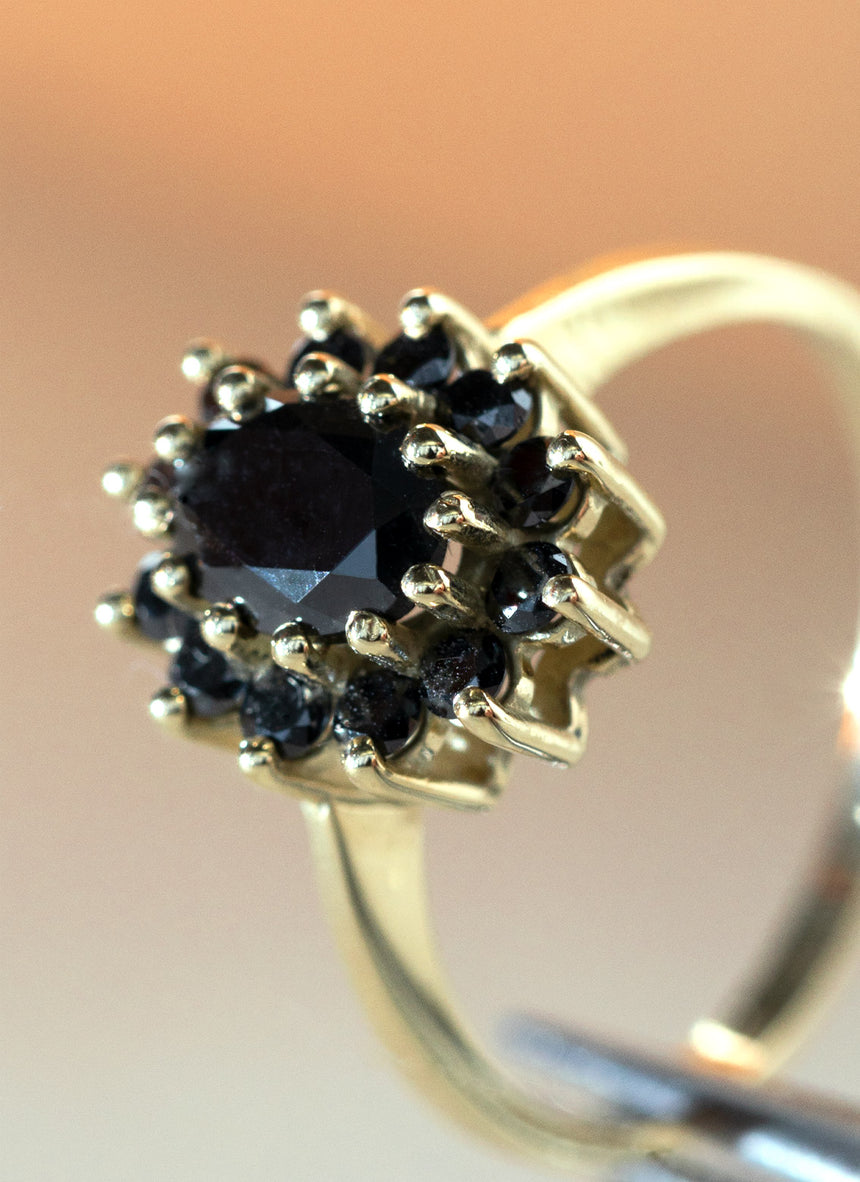 Kate black diamond entourage ring 14k gold