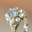 Lauren brilliant cut diamond pearl entourage ring 14k gold