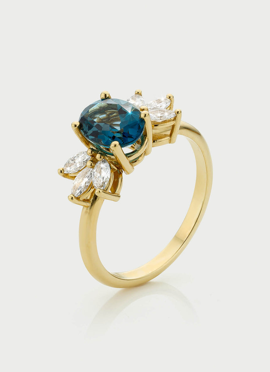 Penelope diamant topaz ring 14k goud