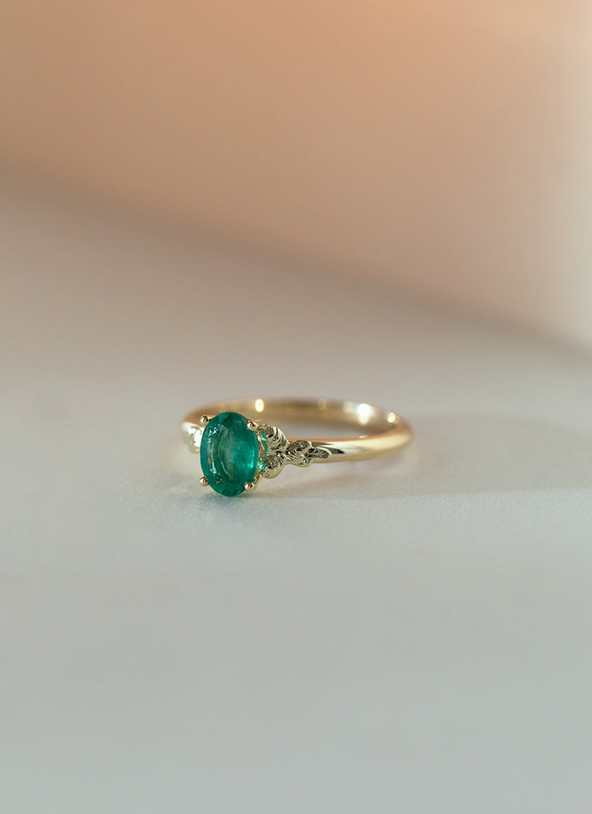 Pippa smaragd medium ring 14k goud