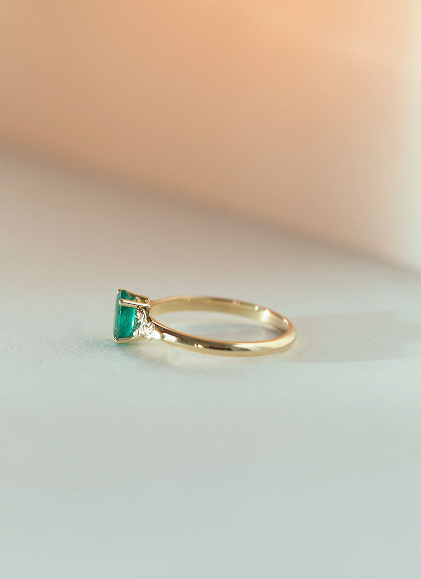 Pippa smaragd medium ring 14k goud