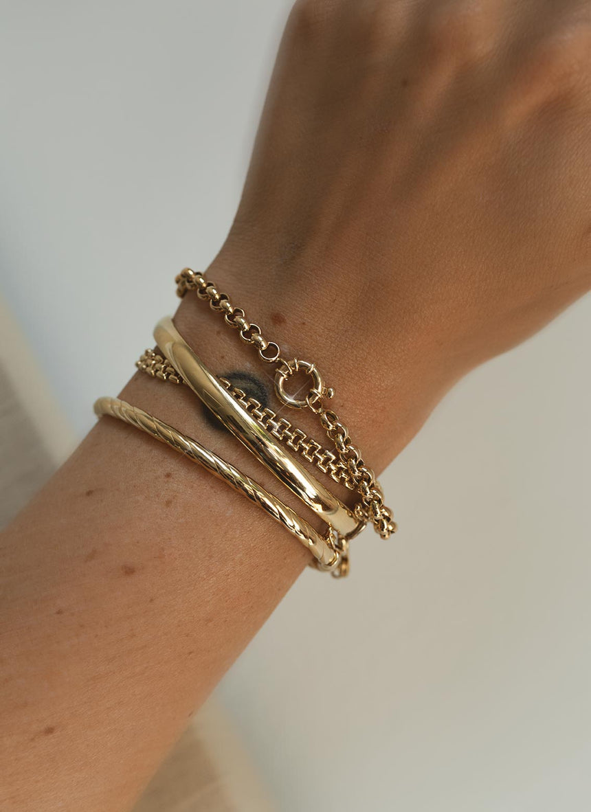 Jasseron 5mm armband met veerslot 14k goud
