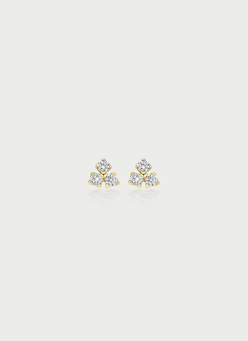 Eira diamond earstud 14k gold - Studio Kroewe