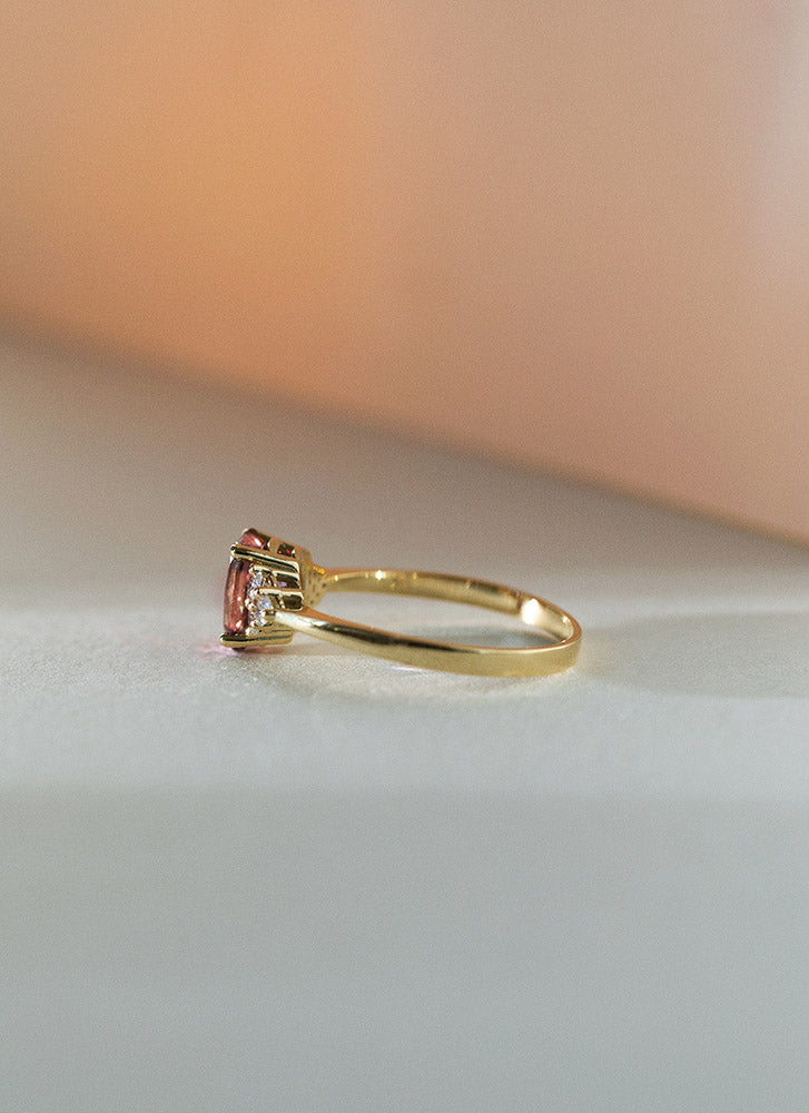 Valentina diamanten toermalijn ring 14k goud