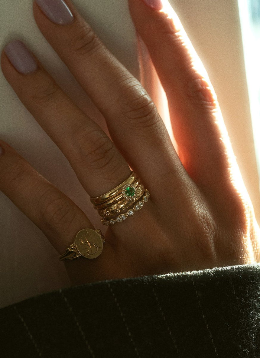 Agne scroll ring 14k gold - Studio Kroewe