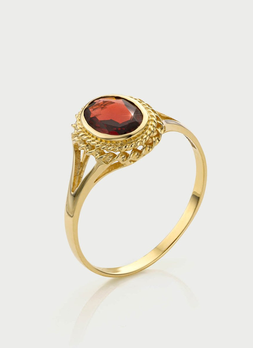 Aurie garnet ring 14k gold - Studio Kroewe