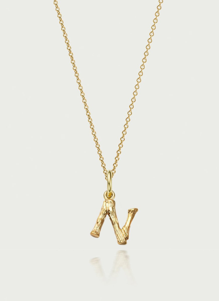 Bamboo alphabet charm 14k gold - Studio Kroewe