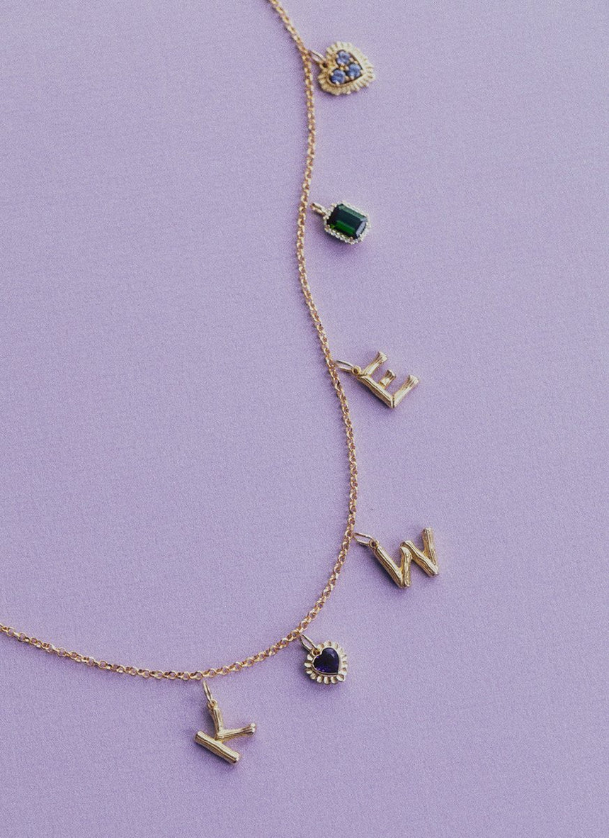 Bamboo alphabet charm 14k gold - Studio Kroewe
