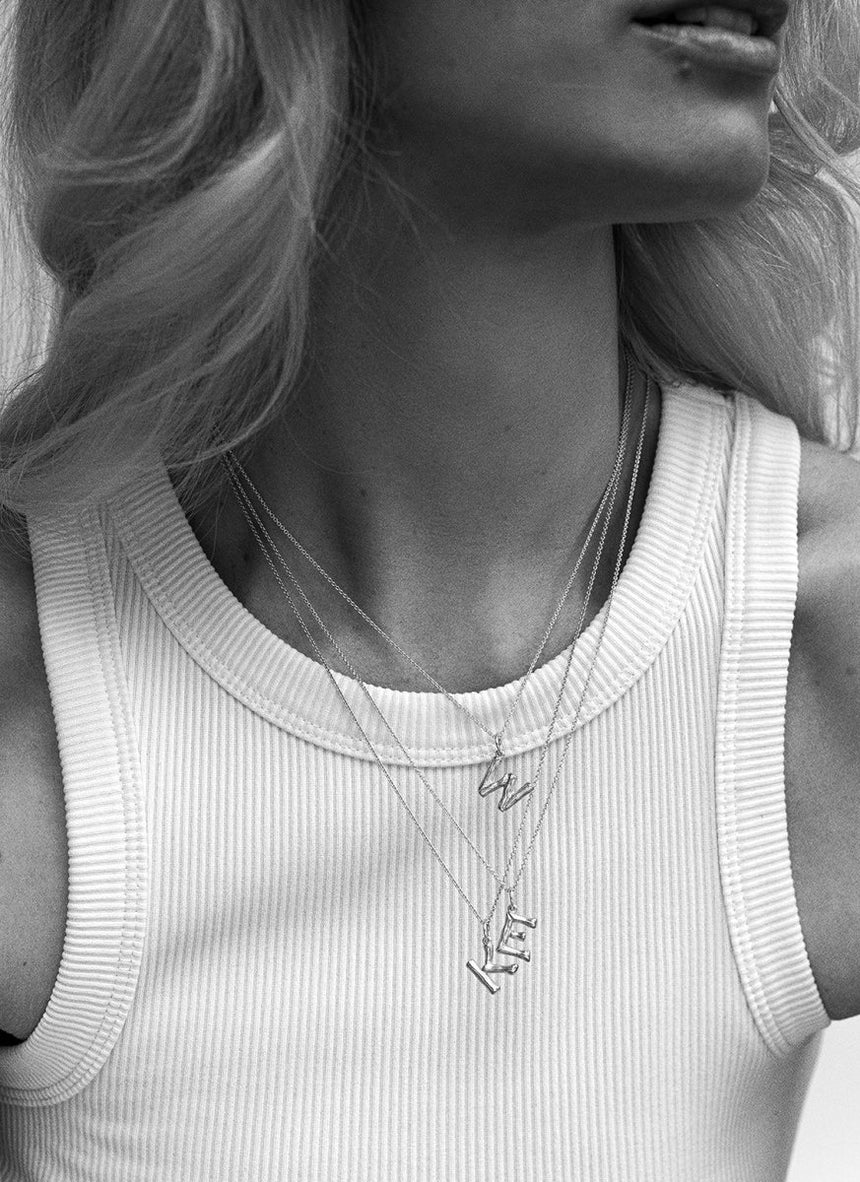 Bamboo alphabet charm 14k gold - Studio Kroewe