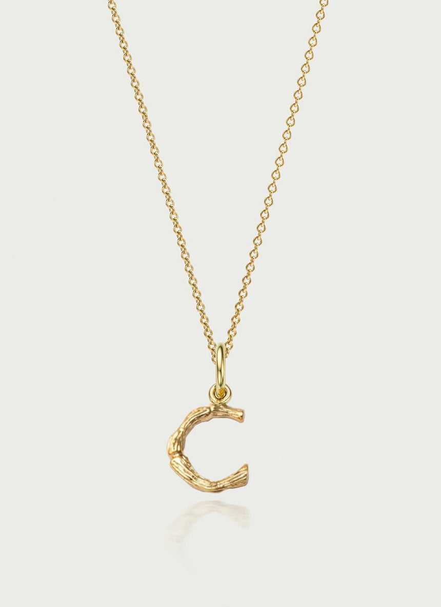 Bamboo alphabet charm 14k gold - Studio Kroewe