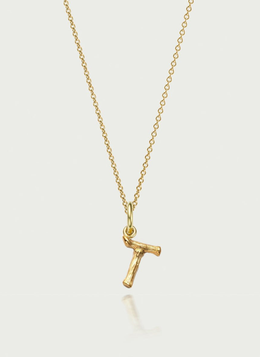 Bamboo alphabet charm 14k gold - Studio Kroewe
