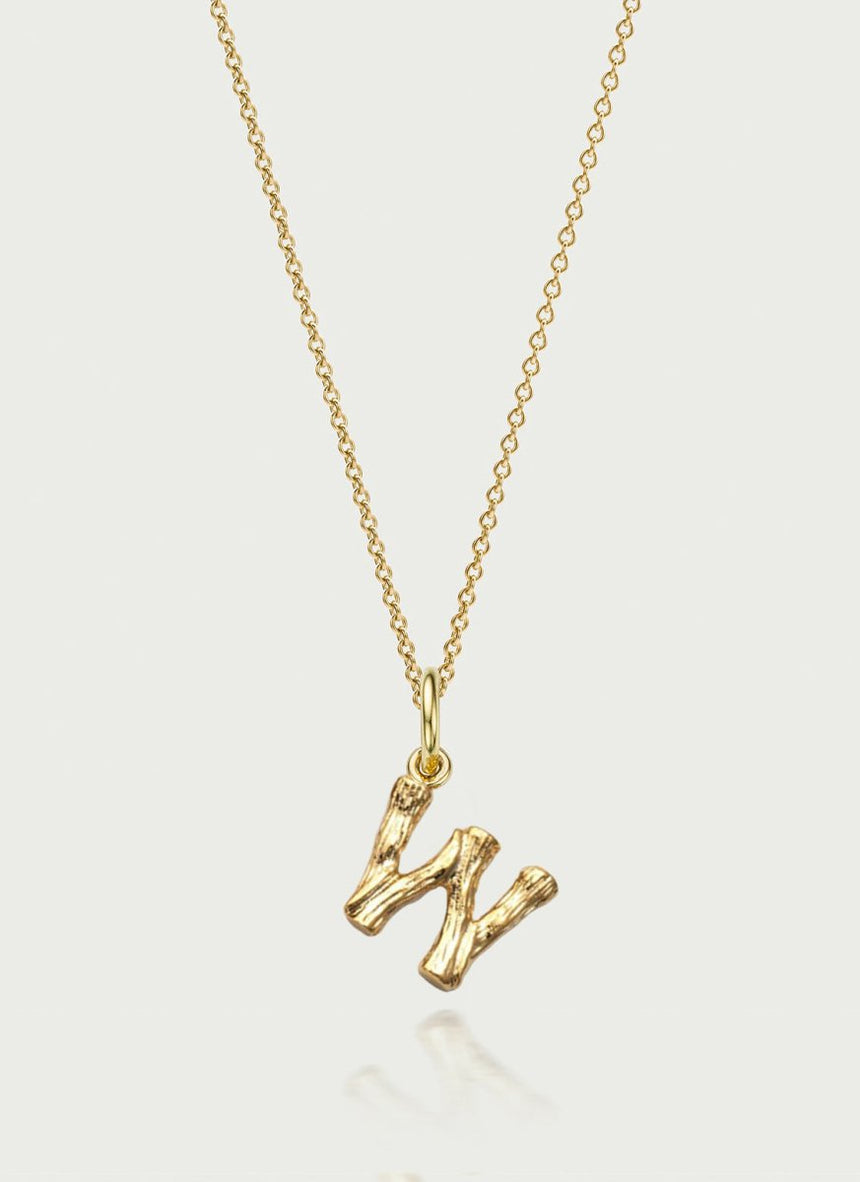 Bamboo alphabet charm 14k gold - Studio Kroewe