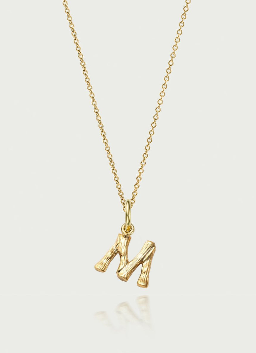 Bamboo alphabet charm 14k gold - Studio Kroewe