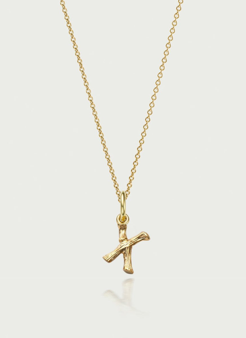 Bamboo alphabet charm 14k gold - Studio Kroewe