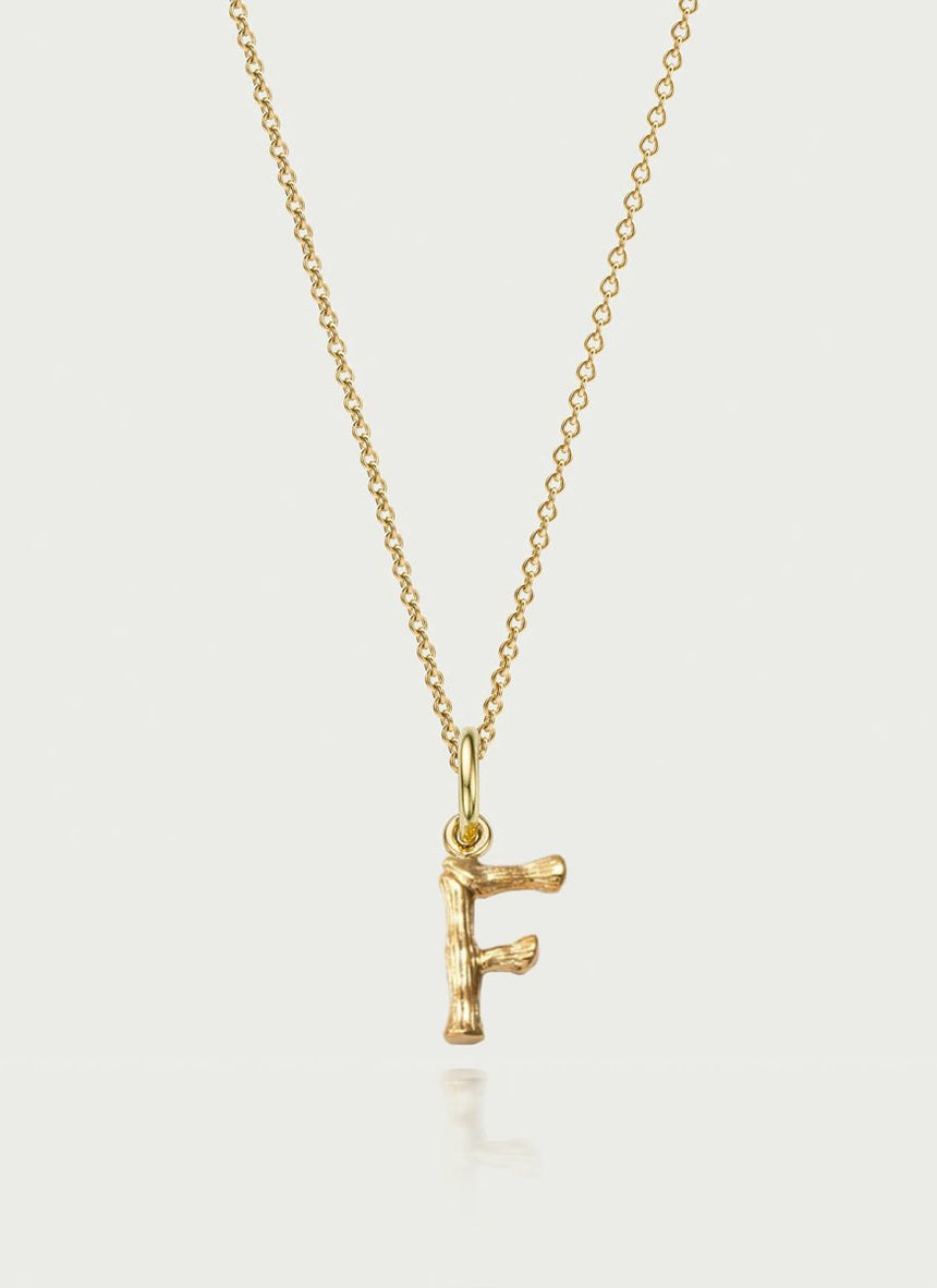 Bamboo alphabet charm 14k gold - Studio Kroewe