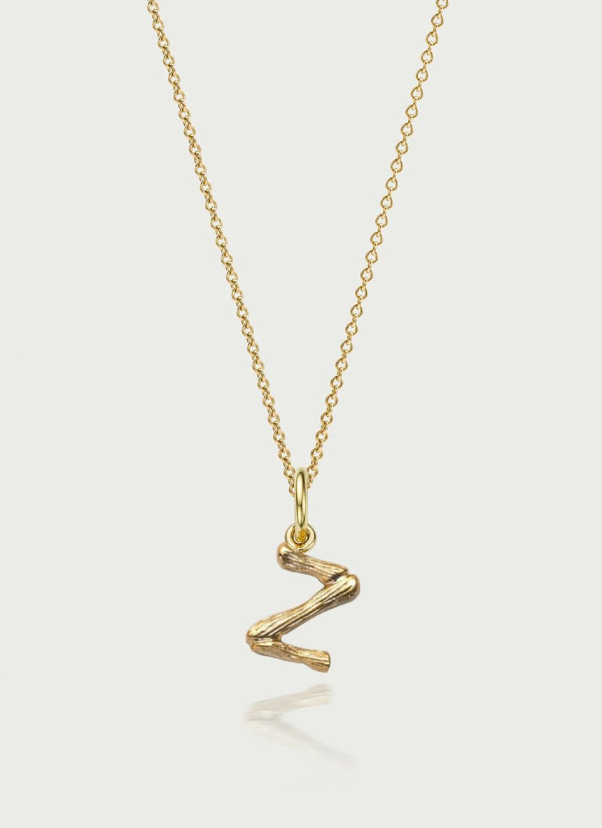 Bamboo alphabet charm 14k gold - Studio Kroewe