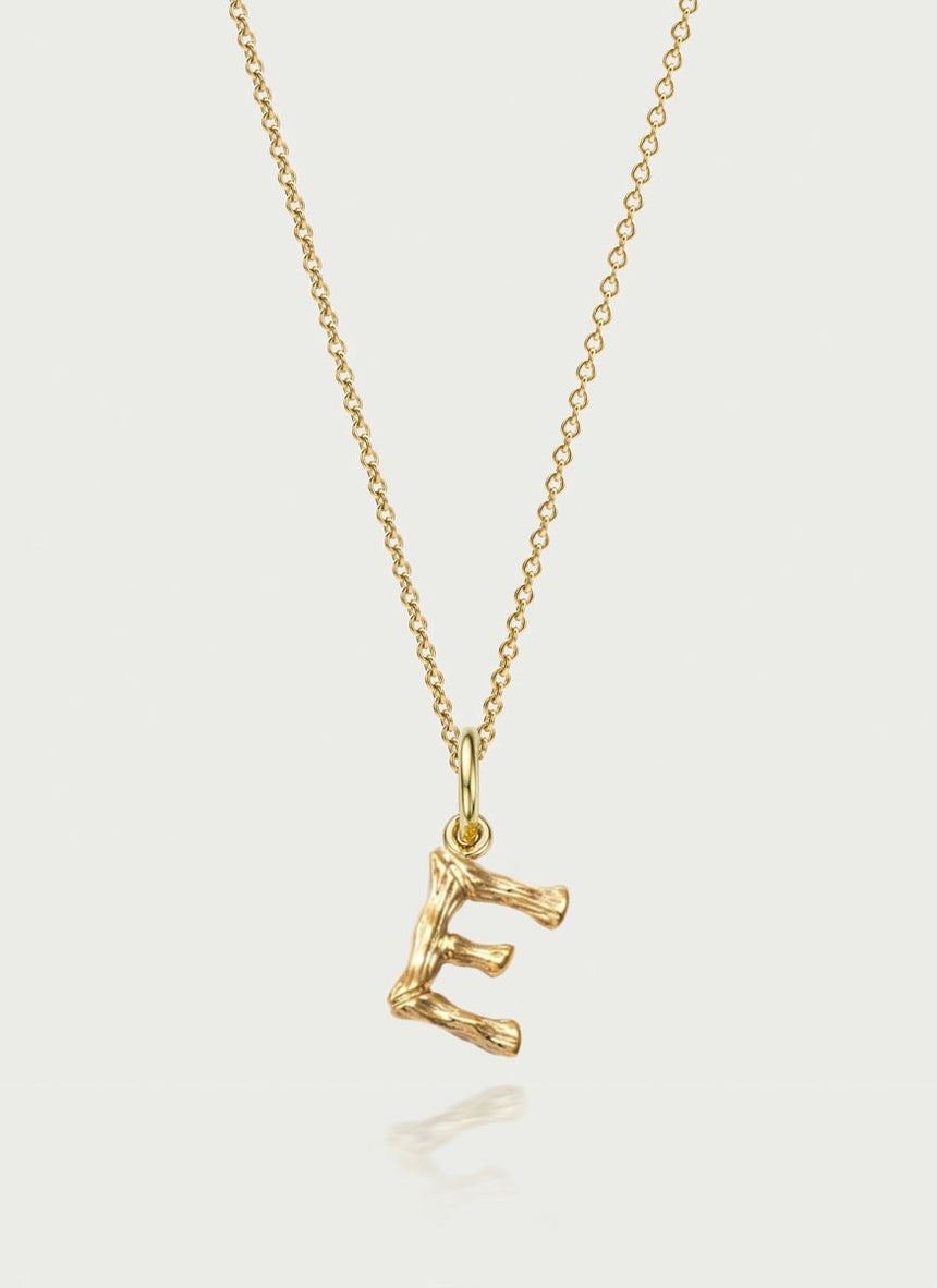 Bamboo alphabet charm 14k gold - Studio Kroewe
