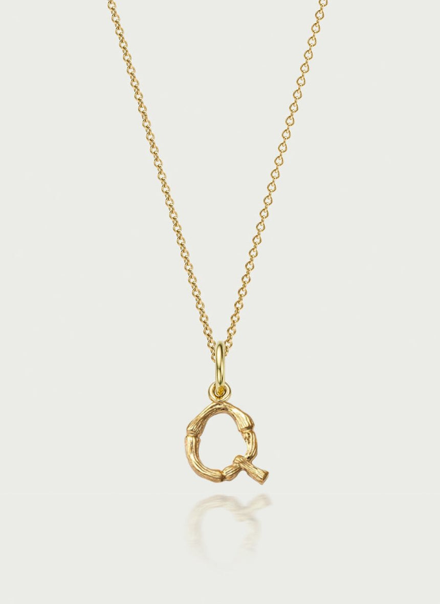 Bamboo alphabet charm 14k gold - Studio Kroewe