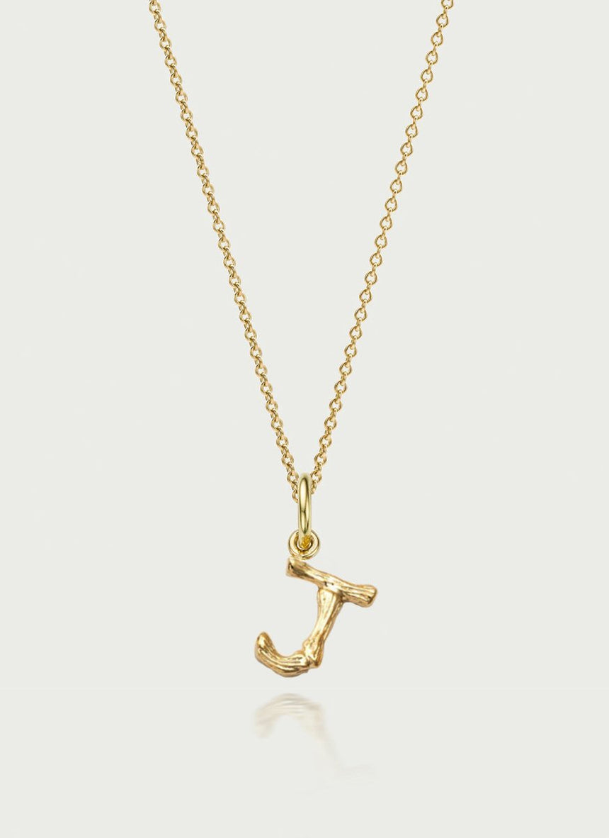 Bamboo alphabet charm 14k gold - Studio Kroewe