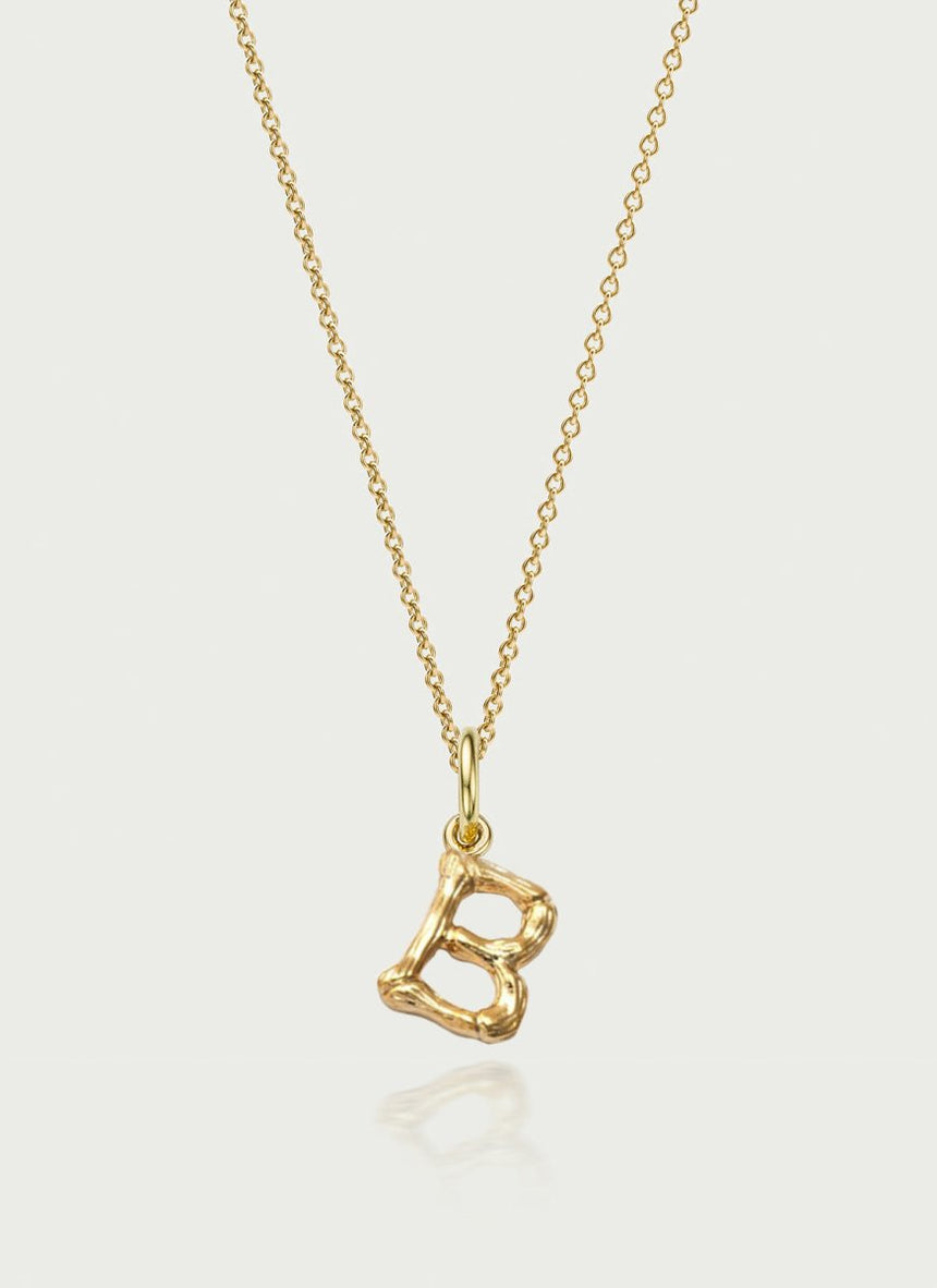 Bamboo alphabet charm 14k gold - Studio Kroewe