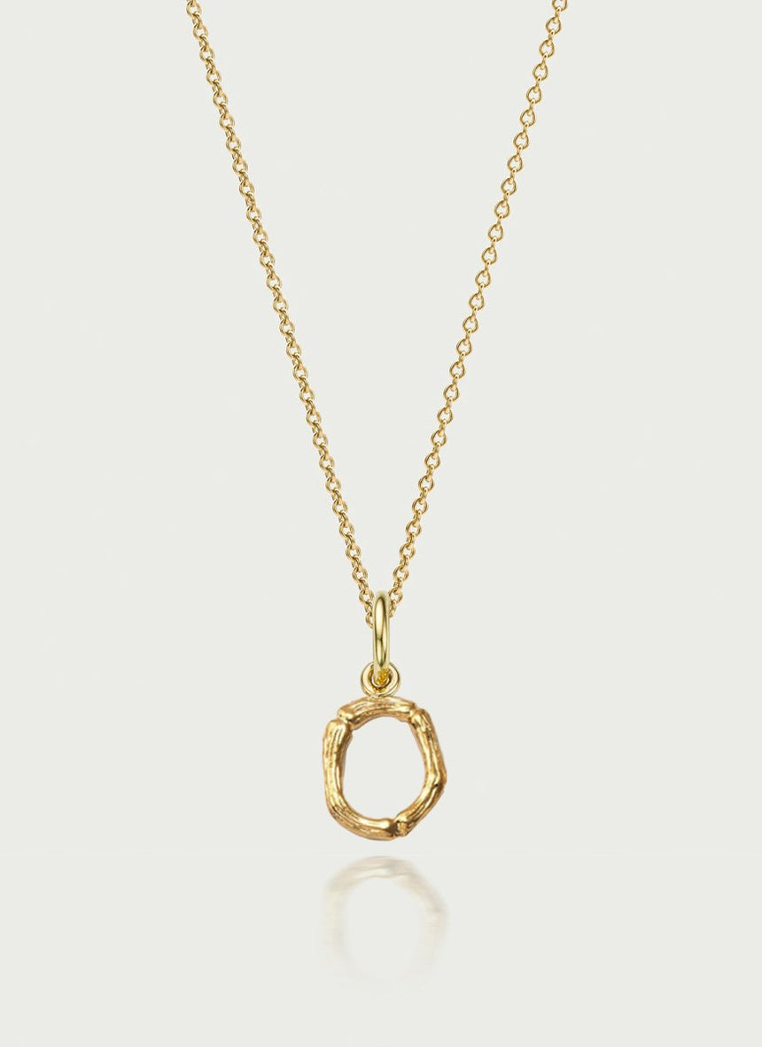 Bamboo alphabet charm 14k gold - Studio Kroewe