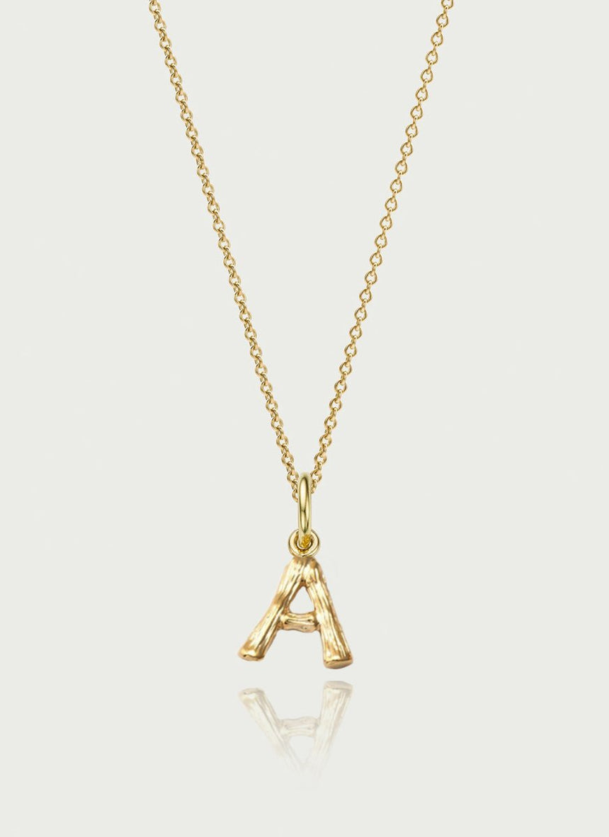 Bamboo alphabet charm 14k gold - Studio Kroewe