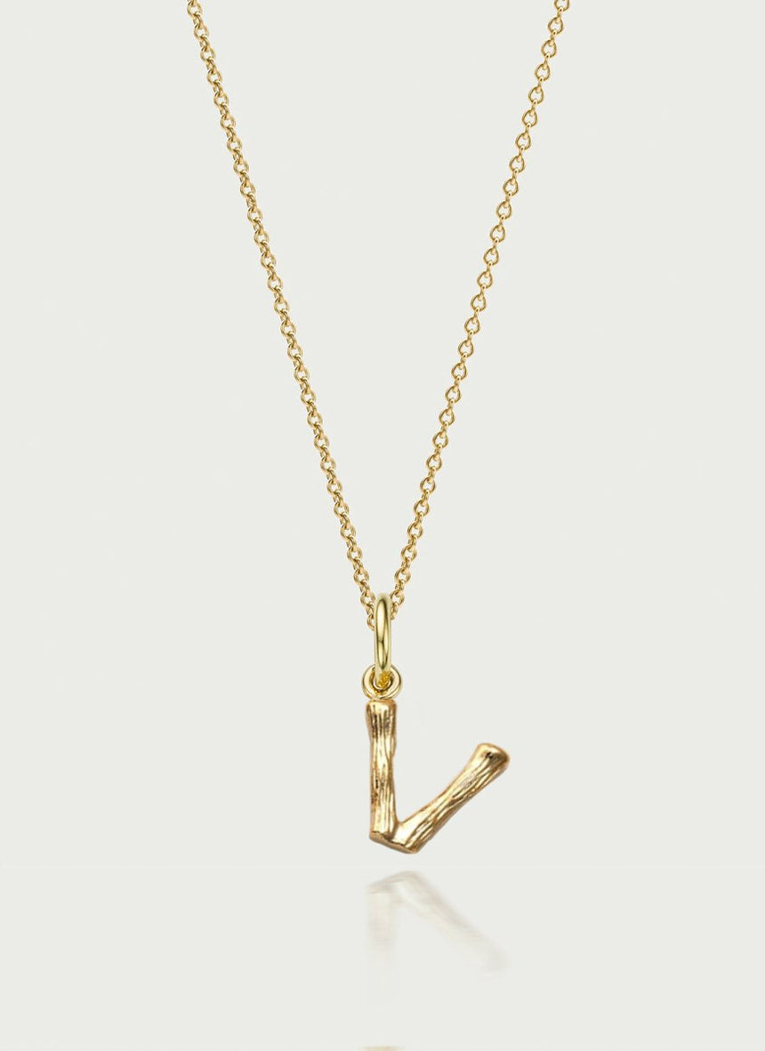 Bamboo alphabet charm 14k gold - Studio Kroewe