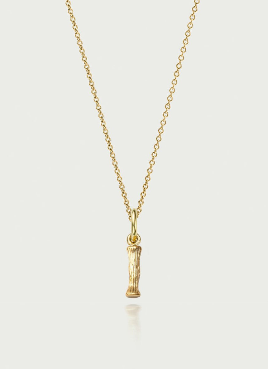 Bamboo alphabet charm 14k gold - Studio Kroewe